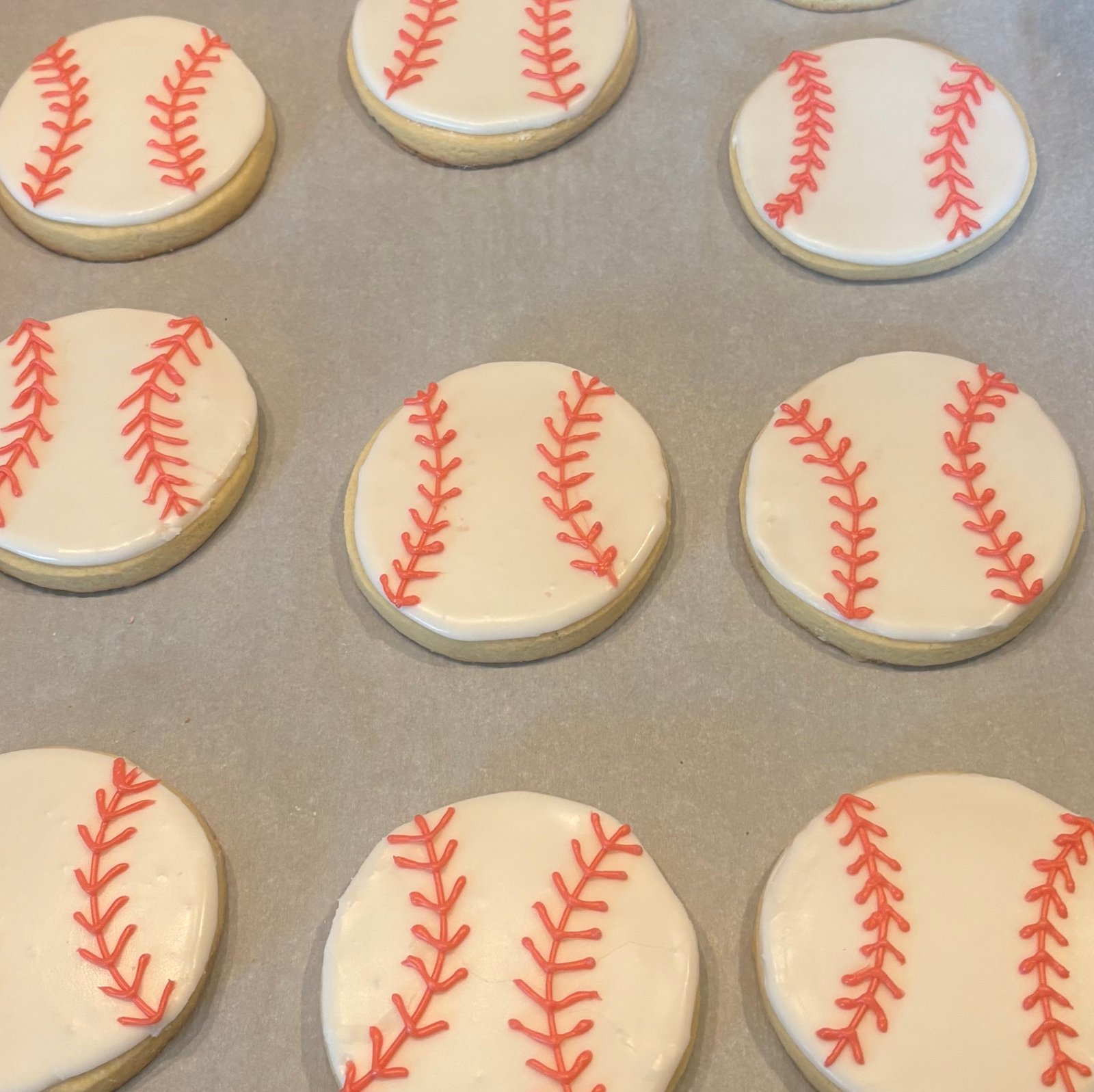sugar cookies decorated as baseballs
