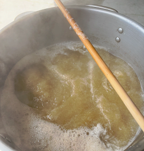 wort boiling in a pot